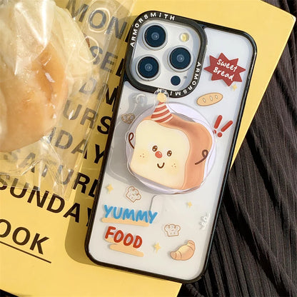 Kawaii Bread Magnetic Stand Holder Phone Case