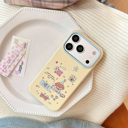 Korean Cartoon Puppy Party Graffiti Pattern Phone Case For iPhone