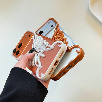 Orange 3D Butterfly Hollow Dissipate Heat Phone Case For iPhone