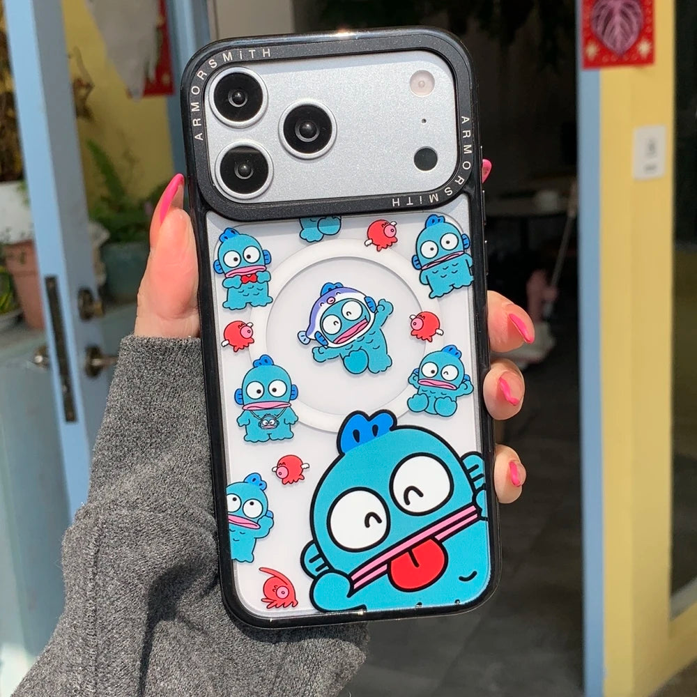 Magnetic Grip Holder Magsafe Wireless Charge Sanrio Hangyodon Pom Purin Phone Case For iPhone
