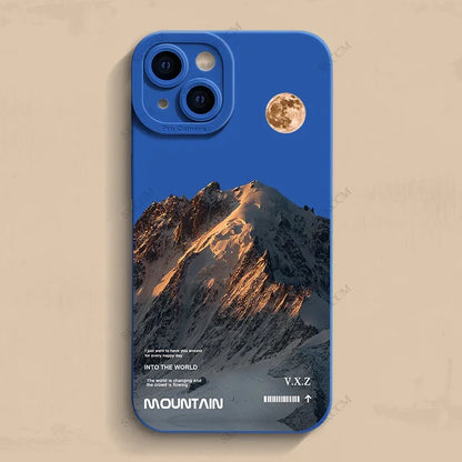 Snow Mountain Sunrise Scenery Silicone Phone Case For iPhone