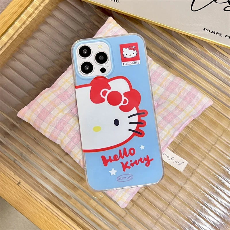 Hello Kitty Blue Face Stand Phone Case For iPhone