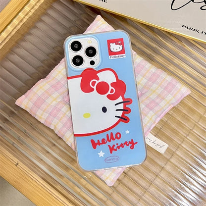 Hello Kitty Blue Face Stand Phone Case For iPhone