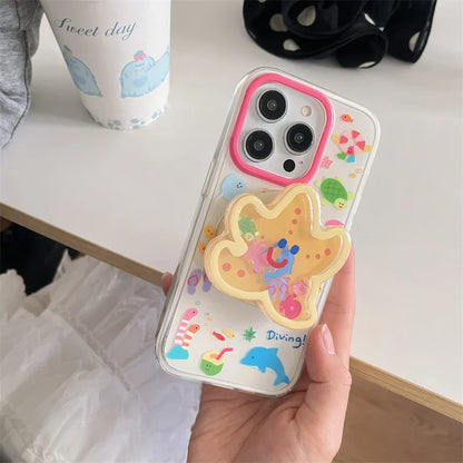 Cute Starfish Shaking Support Stand Magnetic Phone Case