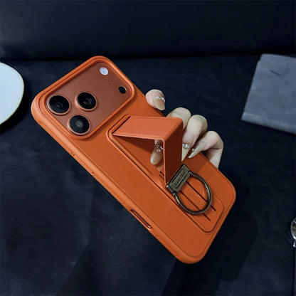 Metal Ring Wrist Strap Bracket Phone Case For iPhone