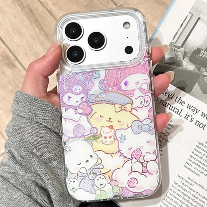 Round Edged Gilded Sanlio Family Phone Case For iPhone