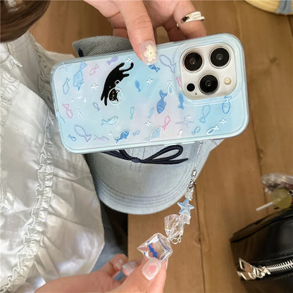 Cute Blue Small Fish Cat Phone Case