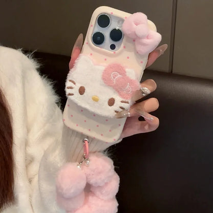 DIY New Kawaii Cat 3D Plush Shape Mobile Phone Case Suitable For iPhone