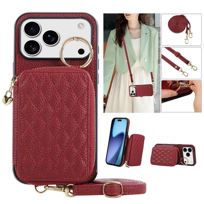 Leather Crossbody Lanyard Phone Case  For iPhone