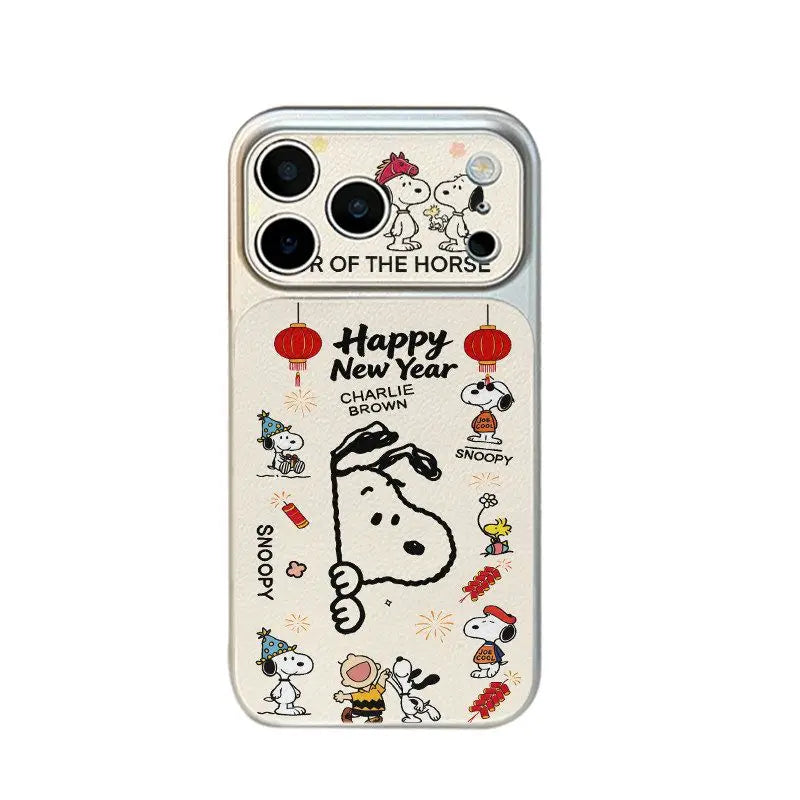 Animation Peripheral Cartoon Imitation Leather Snoopy Cute Phone Case For iPhone