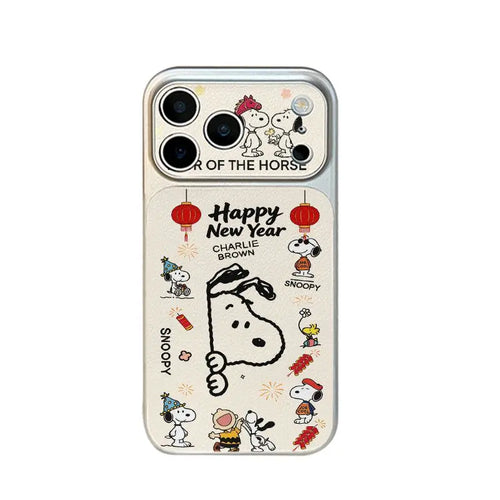 Animation Peripheral Cartoon Imitation Leather Snoopy Cute Phone Case For iPhone
