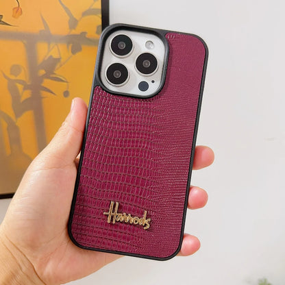 Luxury 3D Letter Retro Lizard Pattern Leather Case For iPhone