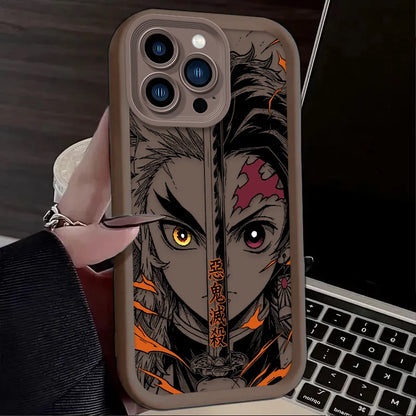Demon Slayer Split Half Face Anime Phone Case Phone Case For iPhone
