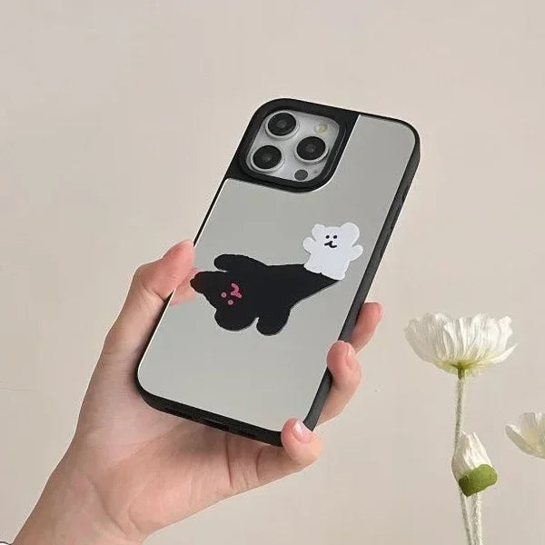 Cartoon Bear Shadow Mirror Phone Case
