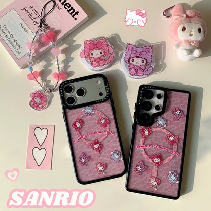 Leopard Print Cute Sanrio Melody Magnetic Holder Wireless Charge Phone Case For iPhone