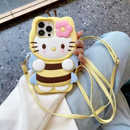3D Hello Kitty Bee Honey Phone Case For iPhone