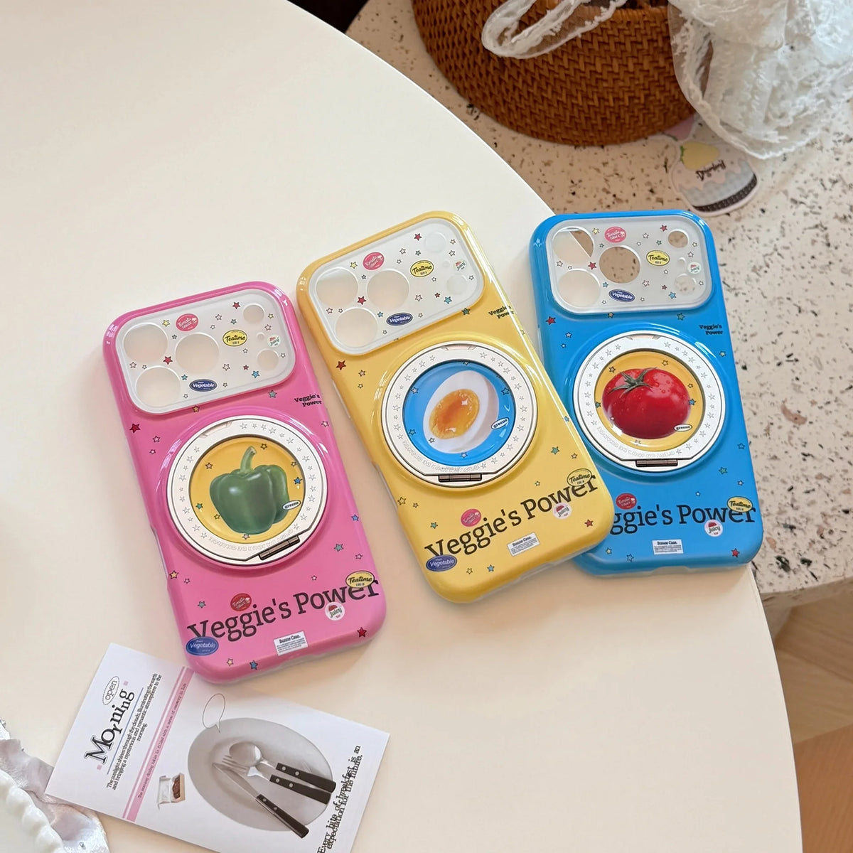 Korean Candy Colors Fold 360° Rotating Vegetable Magnetic Bracket Phone Case For iPhone