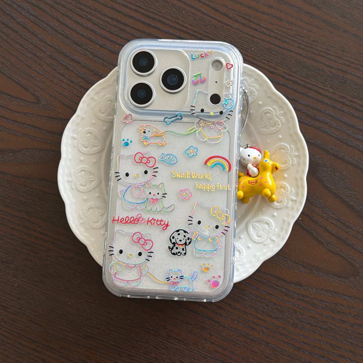 Korea Dopamine Gilded Lines Hello Kitty Case For iPhone