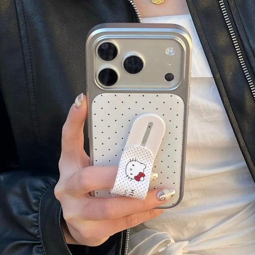 Electroplating Wave Point With Kitty Bracket Phone Case For iPhone
