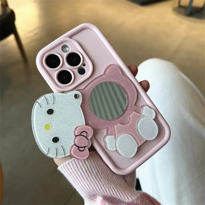 Hello Kitty Kawaii Makeup Mirror Phone Case For iPhone