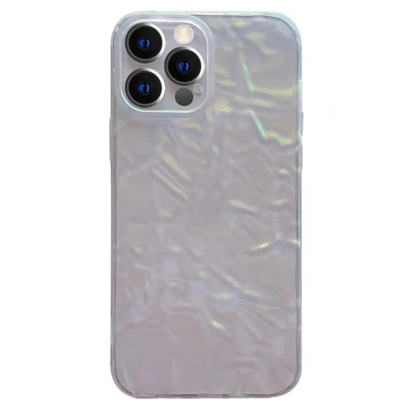 Plating Metal Color Silver Tin Foil Pleats Phone Case