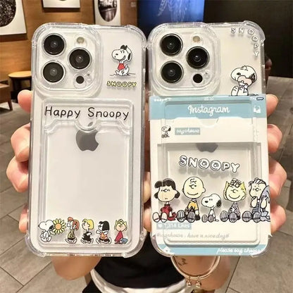 Cartoon Character Snoopy Soft Card Slot Bag Phone Case For iPhone