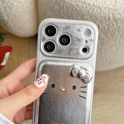 Silver Skin Kitty Three Dimensional Bow Phone Case