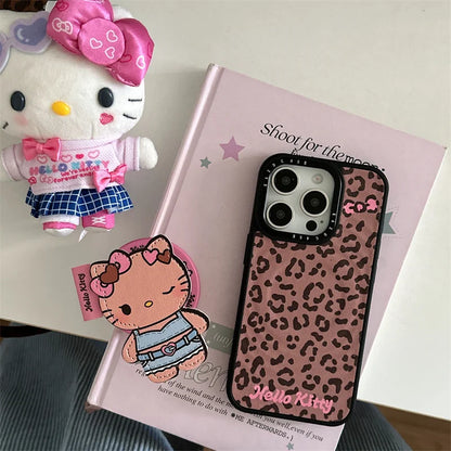 Korean Ins Leopard Print Cute Hellokitty Magnetic Phone Case For iPhone