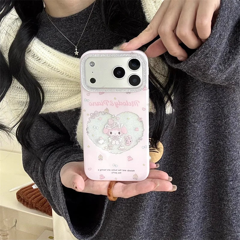 Fashion Pink Saniro Molody Flower Phone Case For iPhone