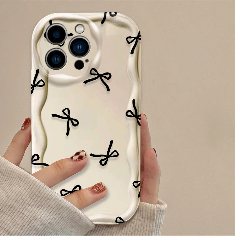 Black Bowknot Heart Phone Case For iPhone