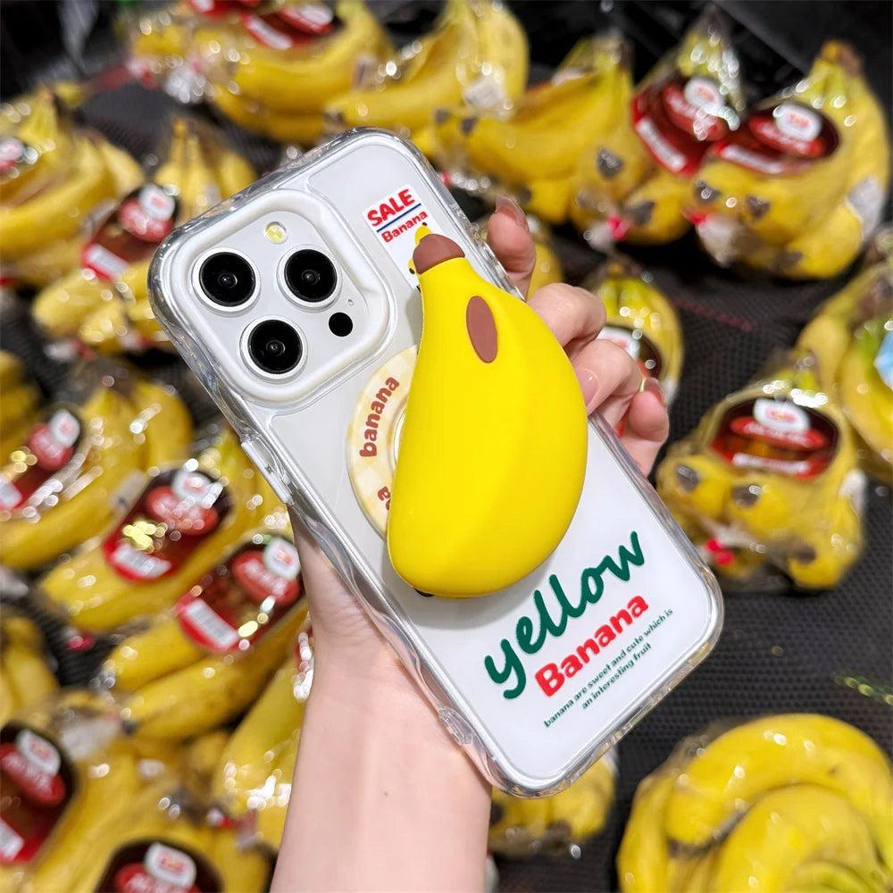 Kawaii Cartoon Banana Magnetic Stand Phone Case