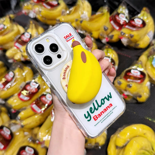 Kawaii Cartoon Banana Magnetic Stand Phone Case
