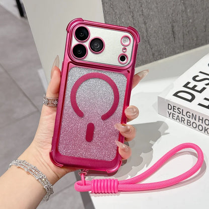 Glitter For Magsafe Lanyard Plating Case  For iPhone
