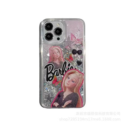 Kawaii Kuromi Cute Quicksand Anti-Fall Protective Case Girls Gifts For iPhone