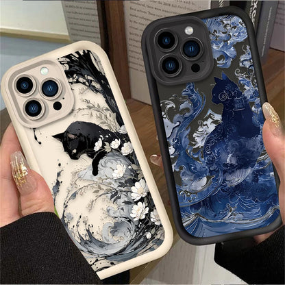 Oil Painting Artistic Cat Phone Case For iPhone
