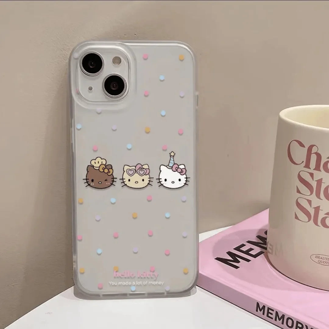 Hello Kitty Colorful Wave Point Phone Case For iPhone