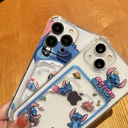Cartoon Stitch Card Holder Slot Bag Wallet Phone Case