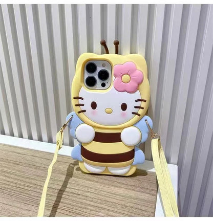 3D Hello Kitty Bee Honey Phone Case For iPhone