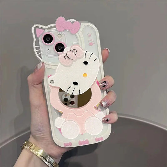 Hello Kitty Angel Makeup Mirror Phone Case For iPhone