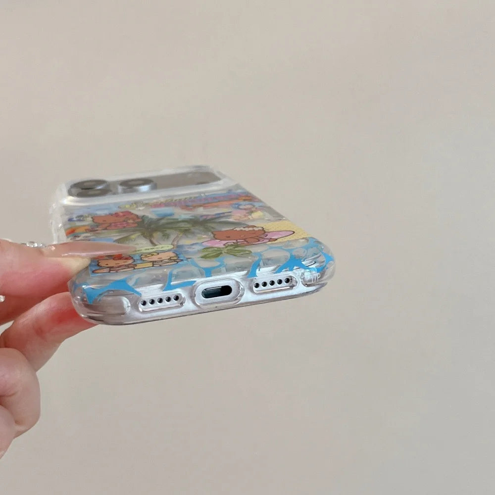 Cartoon Star Black Skin Hello Kitty Cat Shockproof Case For iPhone