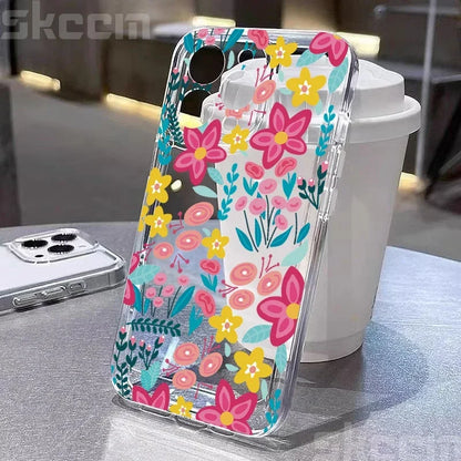 Colorful Flower Soft Silicone Phone Case For iPhone
