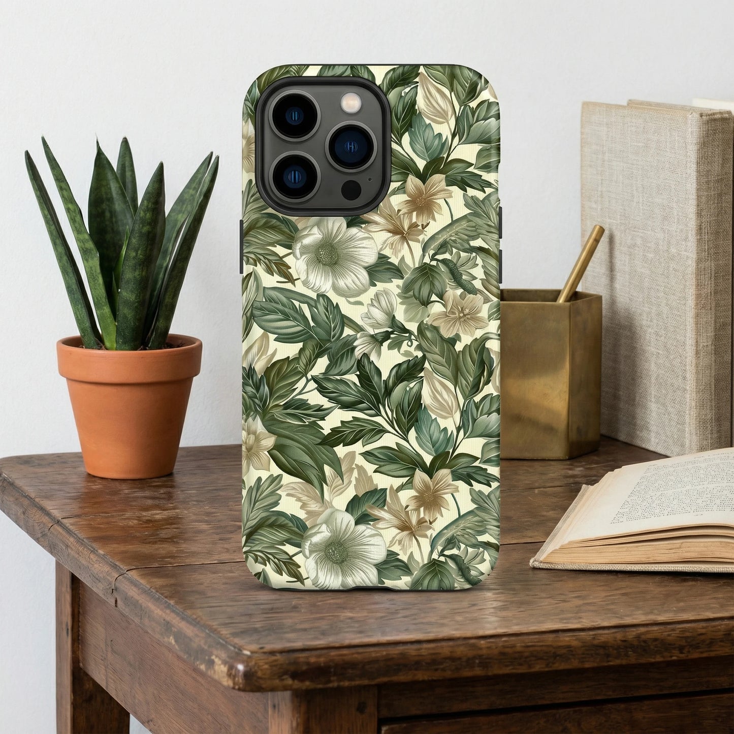 Green Botanical Magnetic Protective Phone Case For iPhone