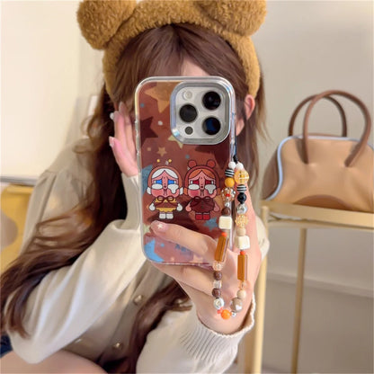 Kawaii Brown Girl Cartoon Phone Case For iPhone