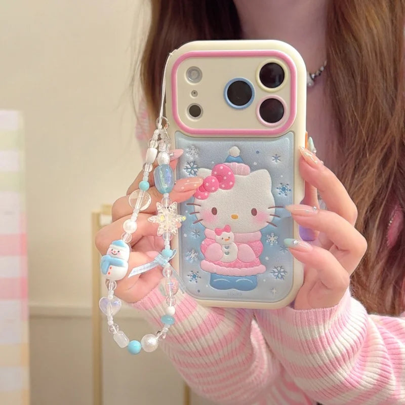 Cute Cartoon Hello Kitty Luxury Embossed Leather Phone Case For iPhone