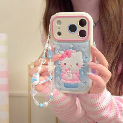 Cute Cartoon Hello Kitty Luxury Embossed Leather Phone Case For iPhone