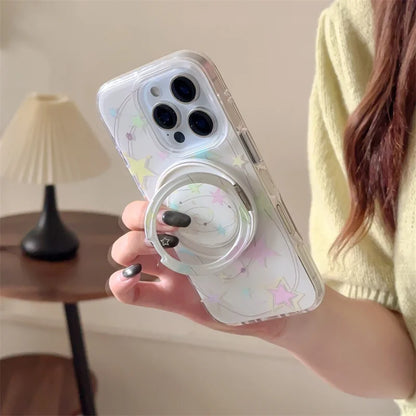 Cute Star Magnetic Rotating Stand Holder Phone Case
