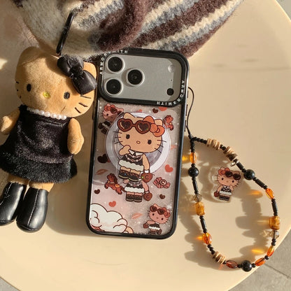 Magnetic Grip Holder Magsafe Wireless Charge Sanrio Hello Kitty Phone Case For iPhone