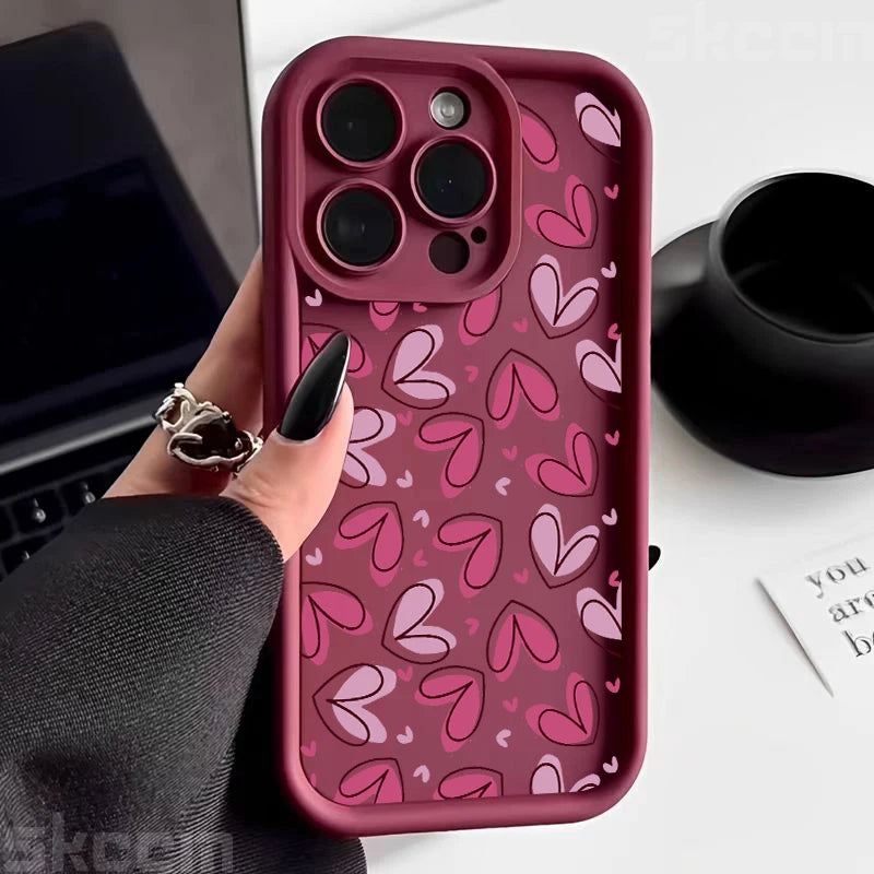 Cute Colorful Love Heart Silicone Phone Case For iPhone