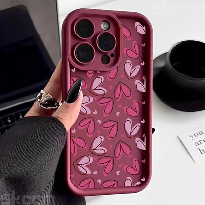 Cute Colorful Love Heart Silicone Phone Case For iPhone