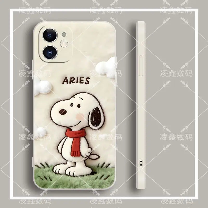 Cute Cartoon Anime Lucky Snoopy TPU All Covered Soft Phone Case Anti-drop For iPhone